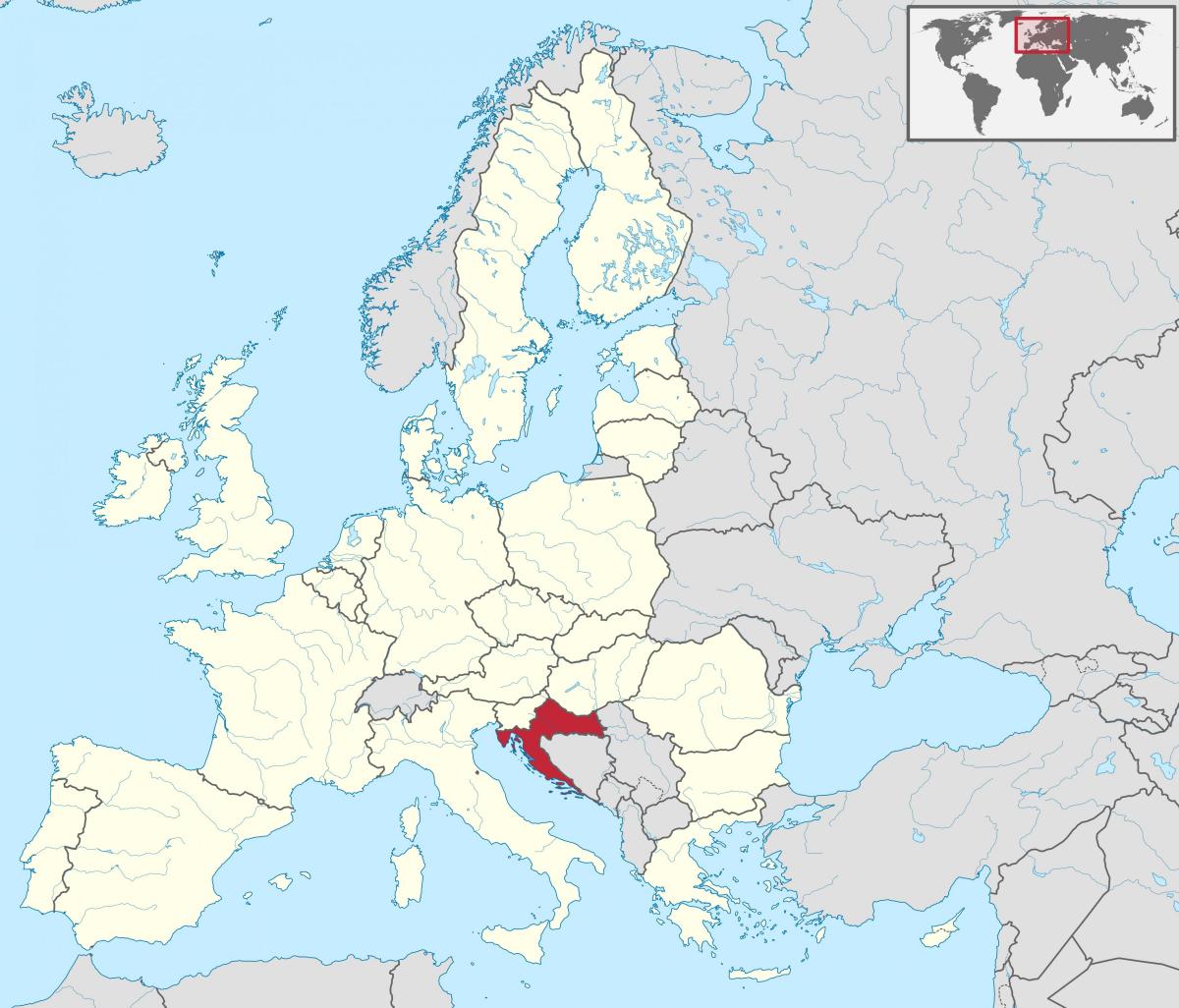 كرواتيا موقع على خريطة جنوب أوروبا